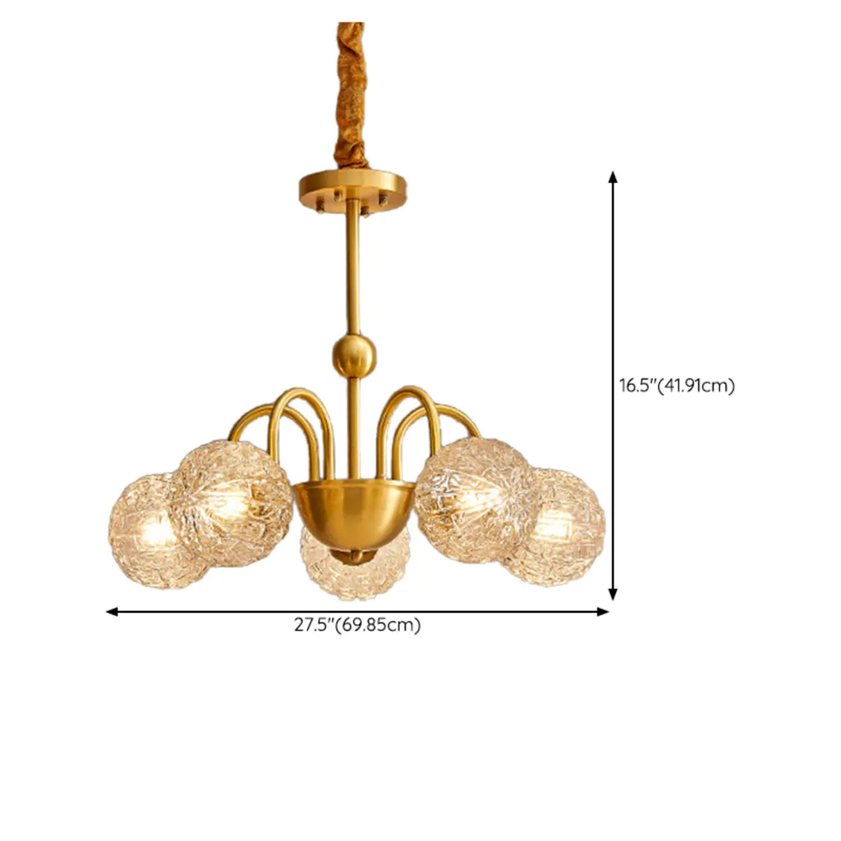 Modern Gold 6-Light Ceiling Lamp with Crystal Glass Globes Image - 10