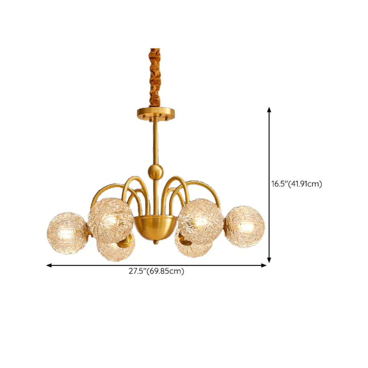 Modern Gold 6-Light Ceiling Lamp with Crystal Glass Globes Image - 11