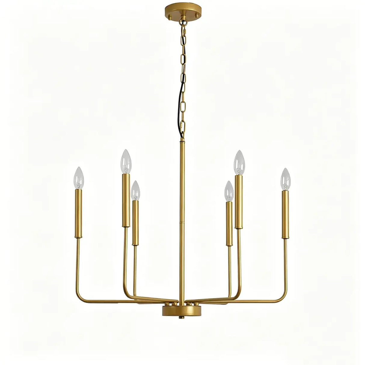Modern Gold Adjustable Chain Branch Candle Chandelier Image - 4