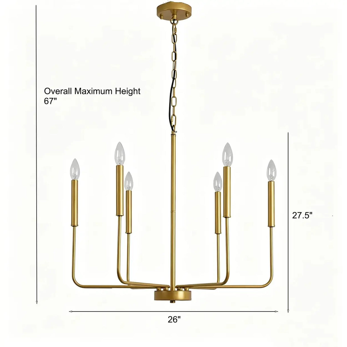 Modern Gold Adjustable Chain Branch Candle Chandelier Image - 8