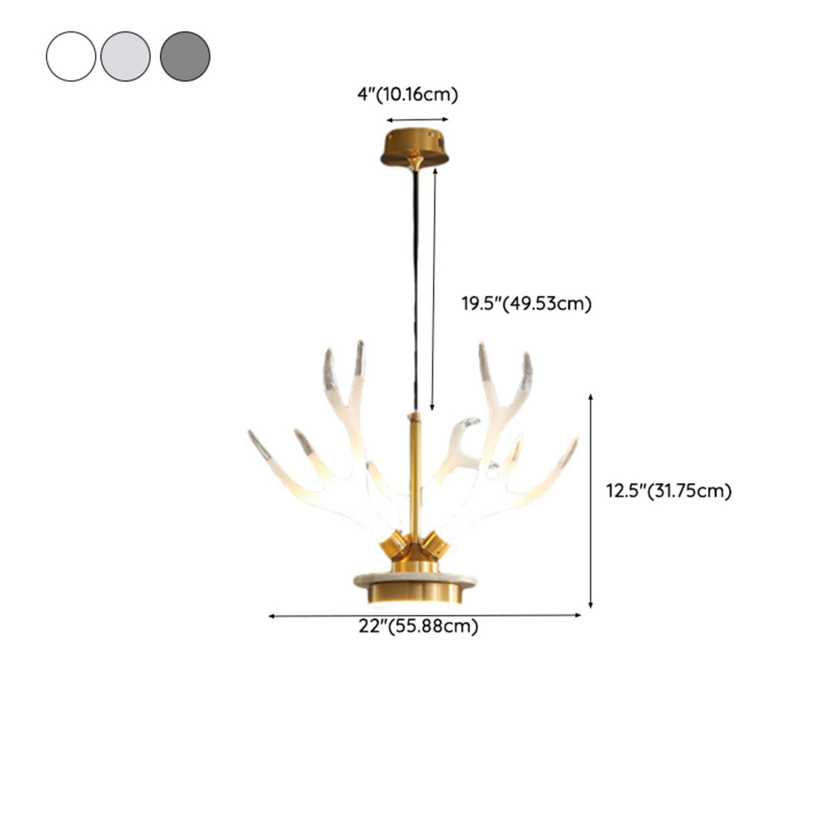Modern Gold Antler Clear Acrylic Pendant Chandelier