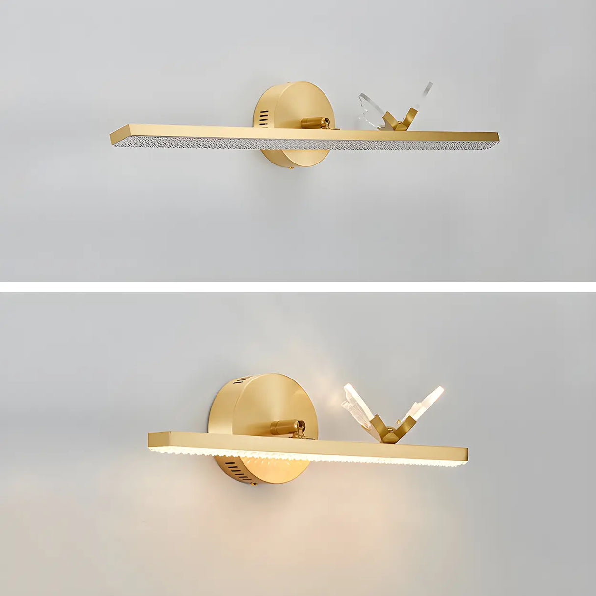 Modern Gold Bathroom Vanity Light with Butterfly Design Image - 10