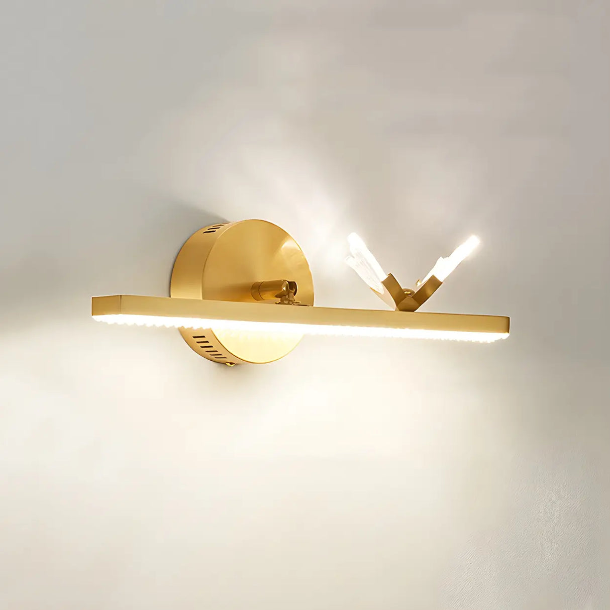 Modern Gold Bathroom Vanity Light with Butterfly Design Image - 2