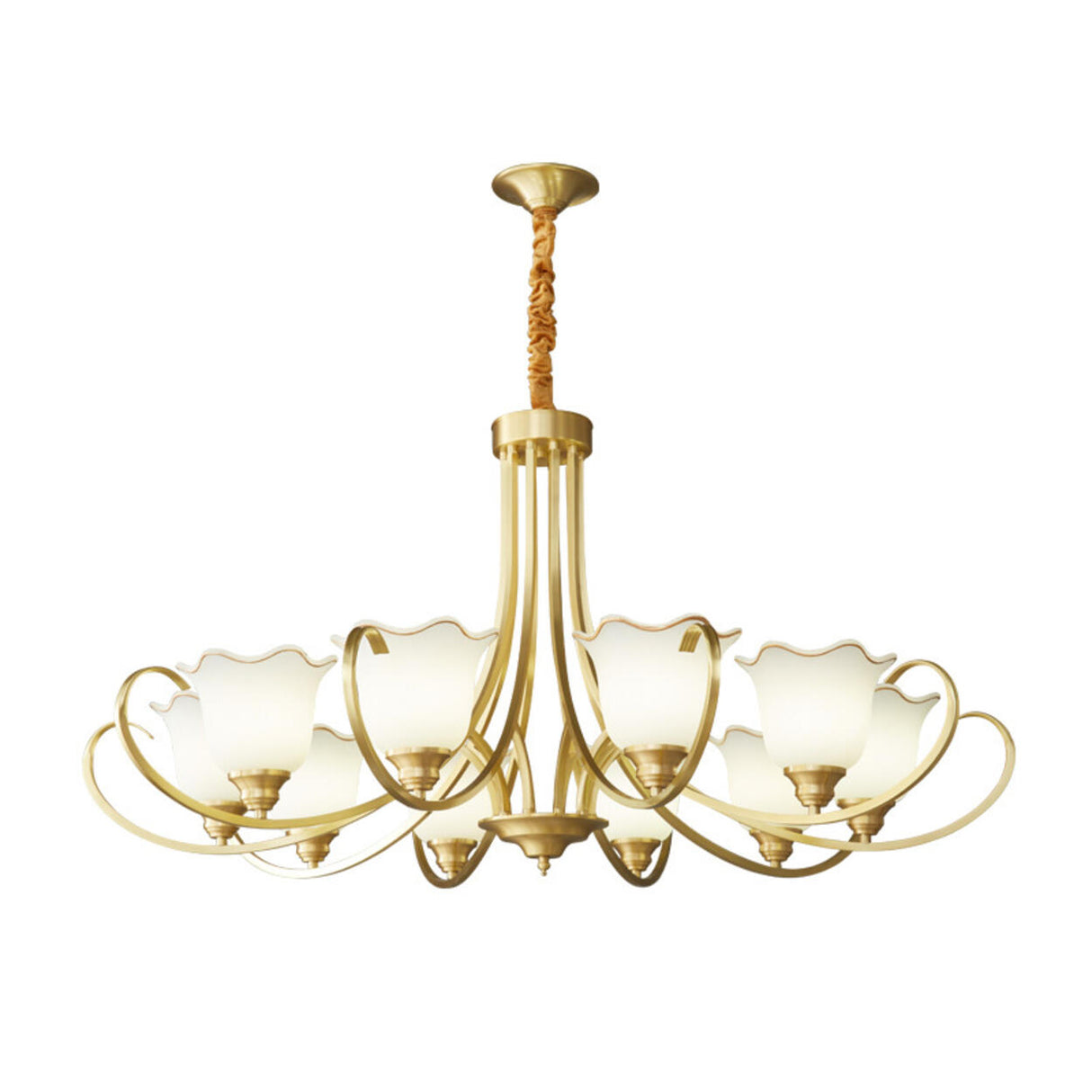 Modern Gold Bell Jar Frosted Glass Chandelier Image - 10