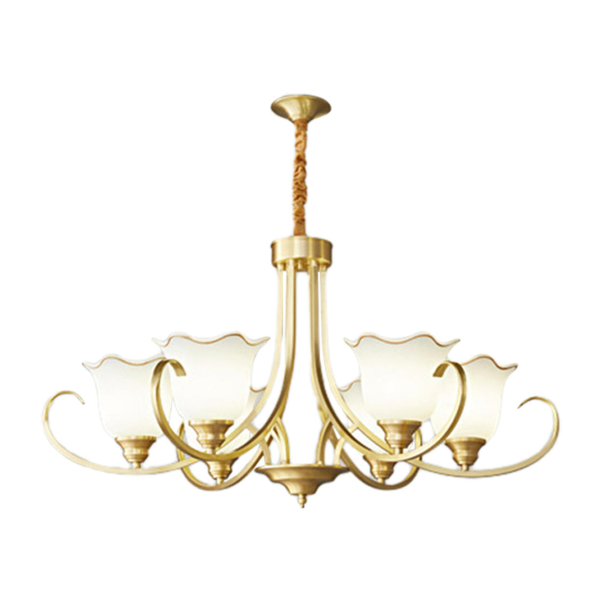 Modern Gold Bell Jar Frosted Glass Chandelier Image - 11