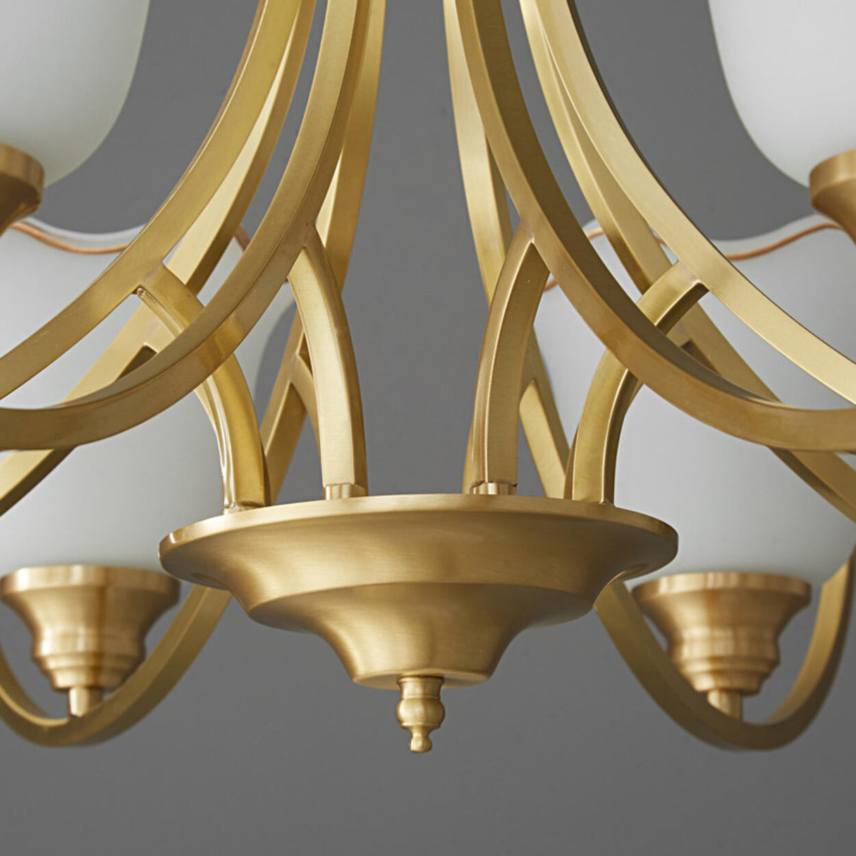 Modern Gold Bell Jar Frosted Glass Chandelier Image - 13