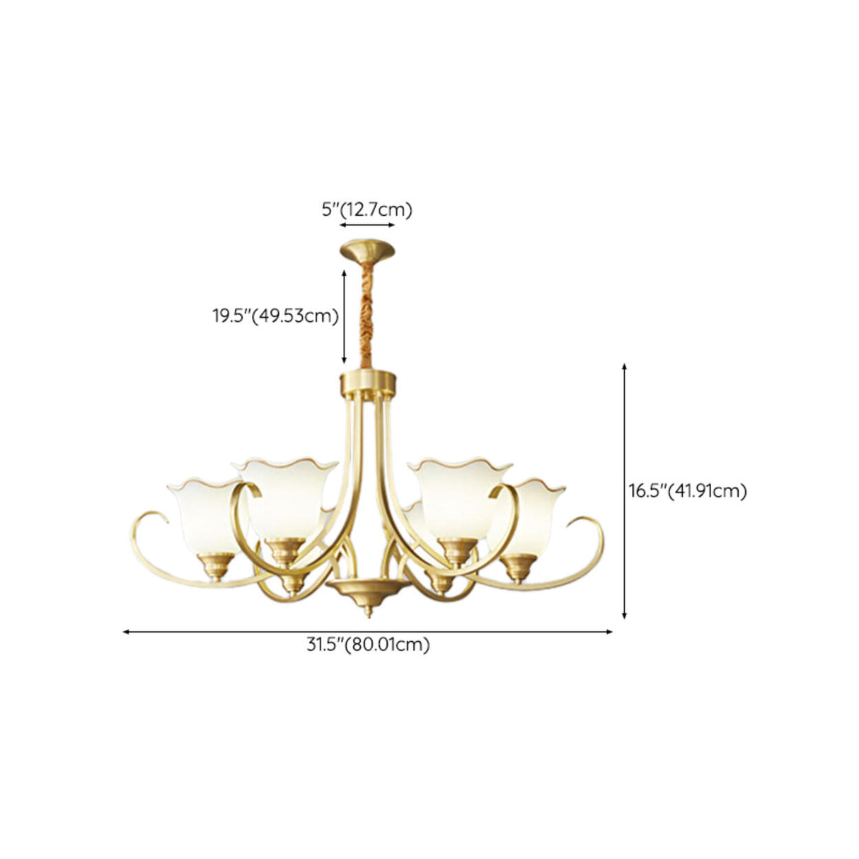 Modern Gold Bell Jar Frosted Glass Chandelier