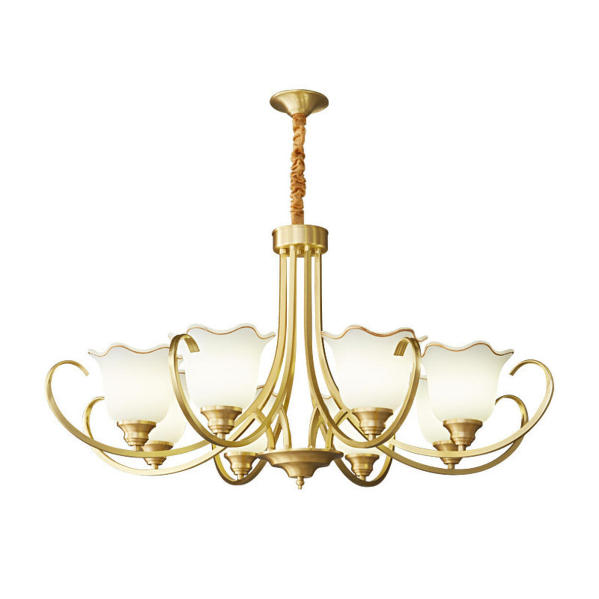 Modern Gold Bell Jar Frosted Glass Chandelier Image - 5