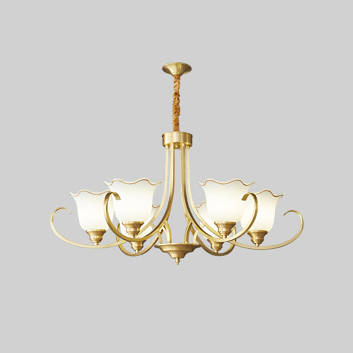 Modern Gold Bell Jar Frosted Glass Chandelier Image - 6