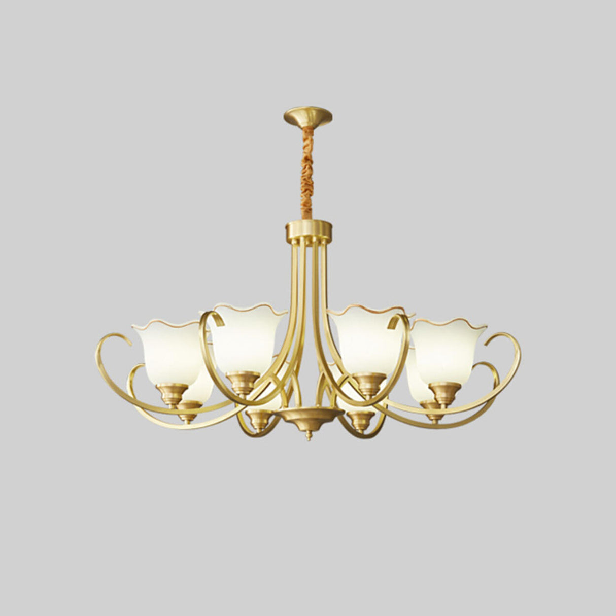 Modern Gold Bell Jar Frosted Glass Chandelier Image - 7