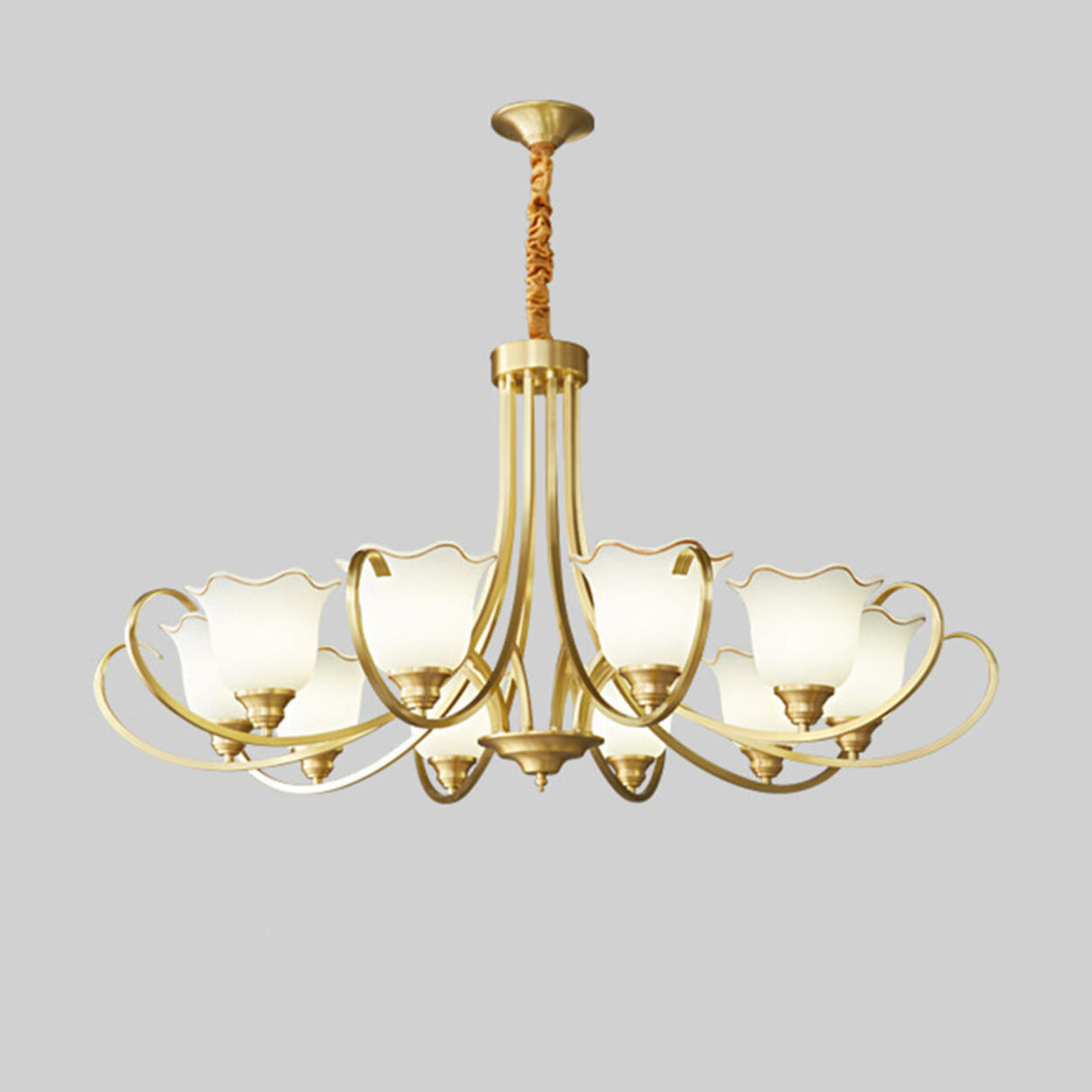 Modern Gold Bell Jar Frosted Glass Chandelier Image - 8