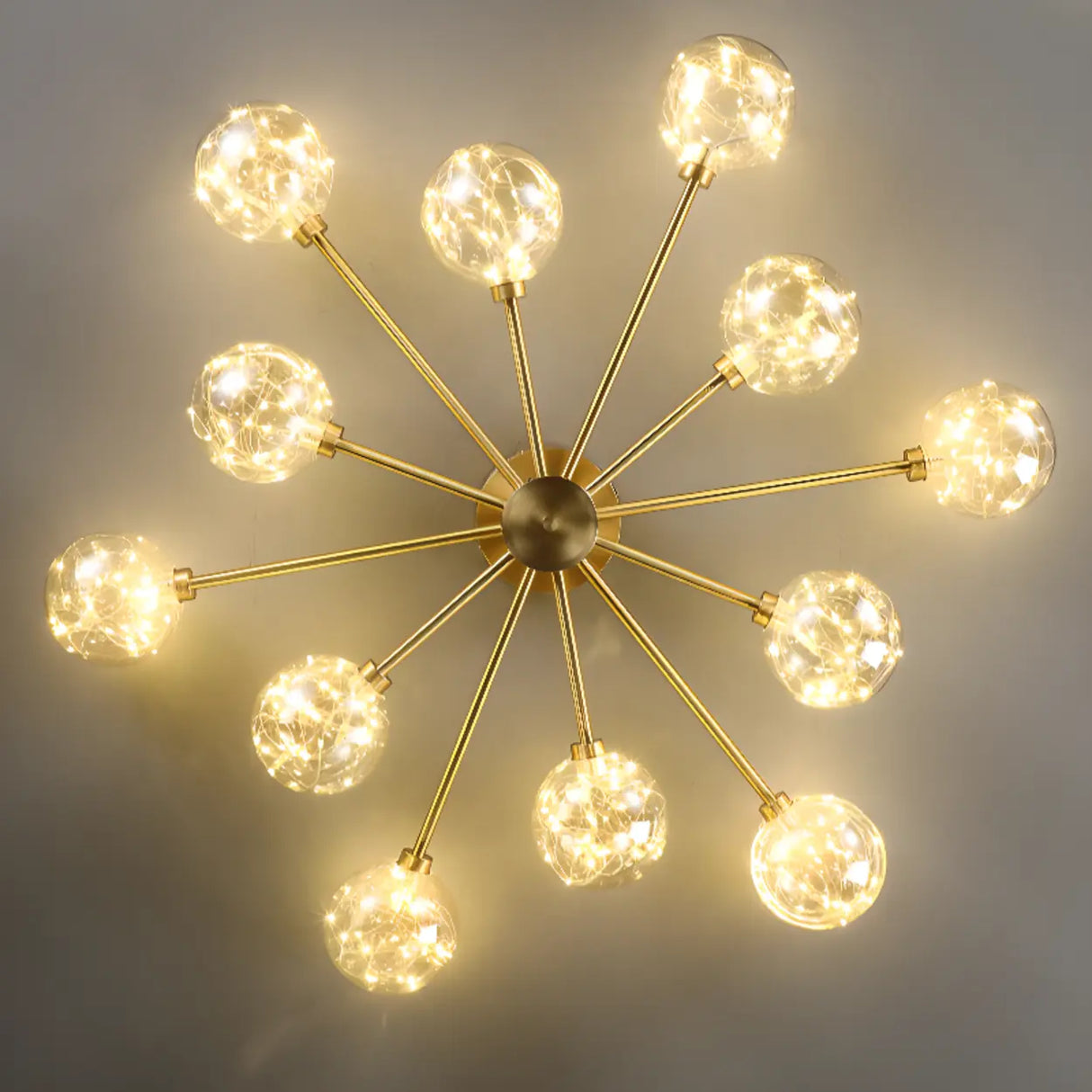 Large Gold Bubble Semi-Flush Mount Light 12-Light Image - 16