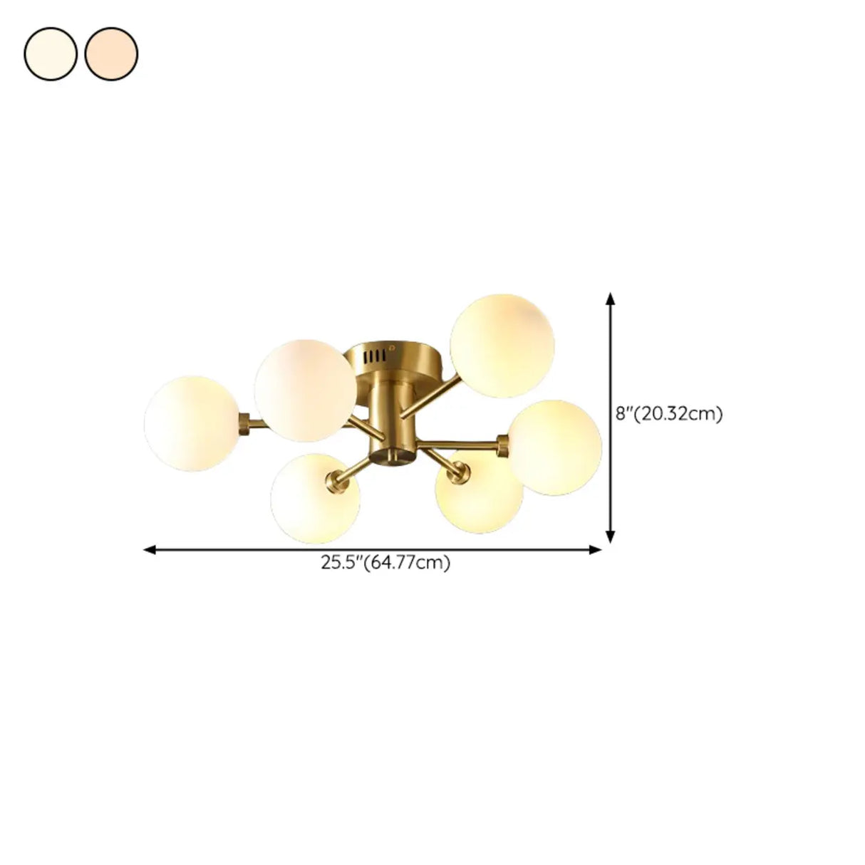 Large Gold Bubble Semi-Flush Mount Light 12-Light