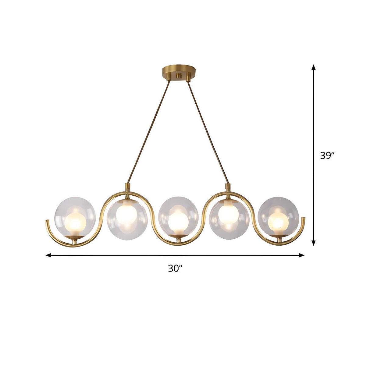 Modern Gold Clear Glass Ball Wave Linear Chandelier Image - 10