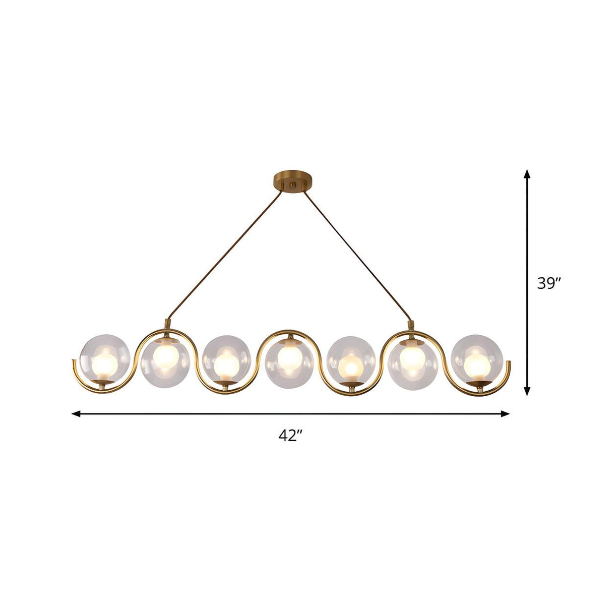 Modern Gold Clear Glass Ball Wave Linear Chandelier Image - 11