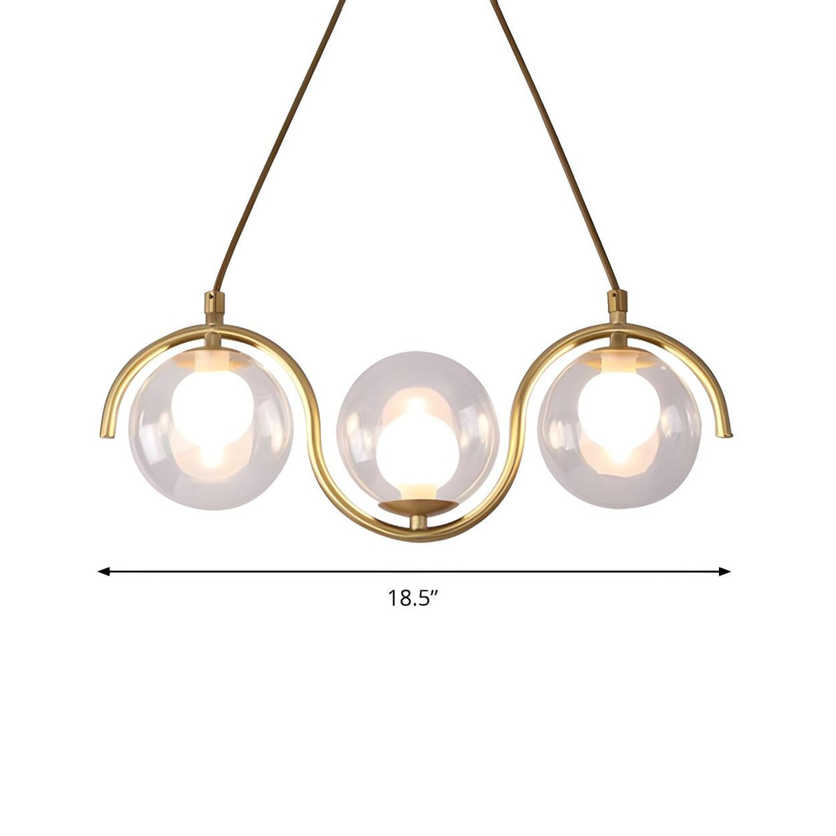 Modern Gold Clear Glass Ball Wave Linear Chandelier