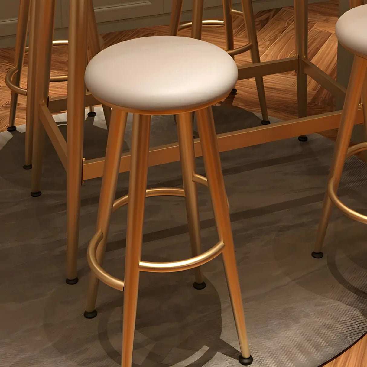 Modern Gold Counter Height Bar Table with Storage Shelf Image - 6