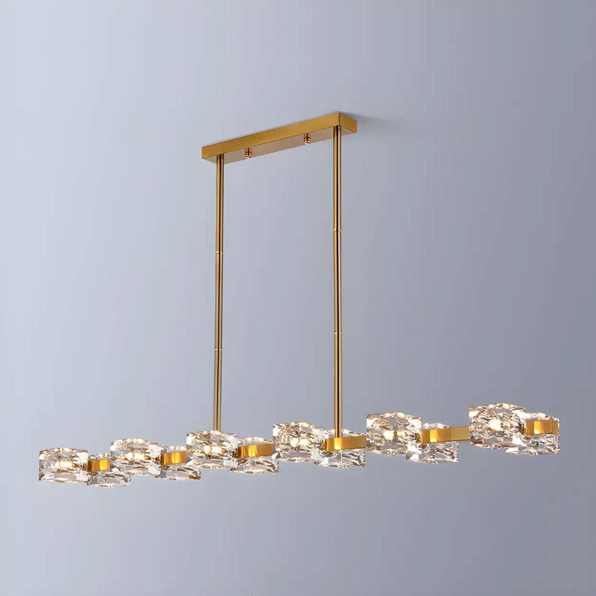 Modern Gold Crystal Linear Chandelier for Dining Room Image - 11