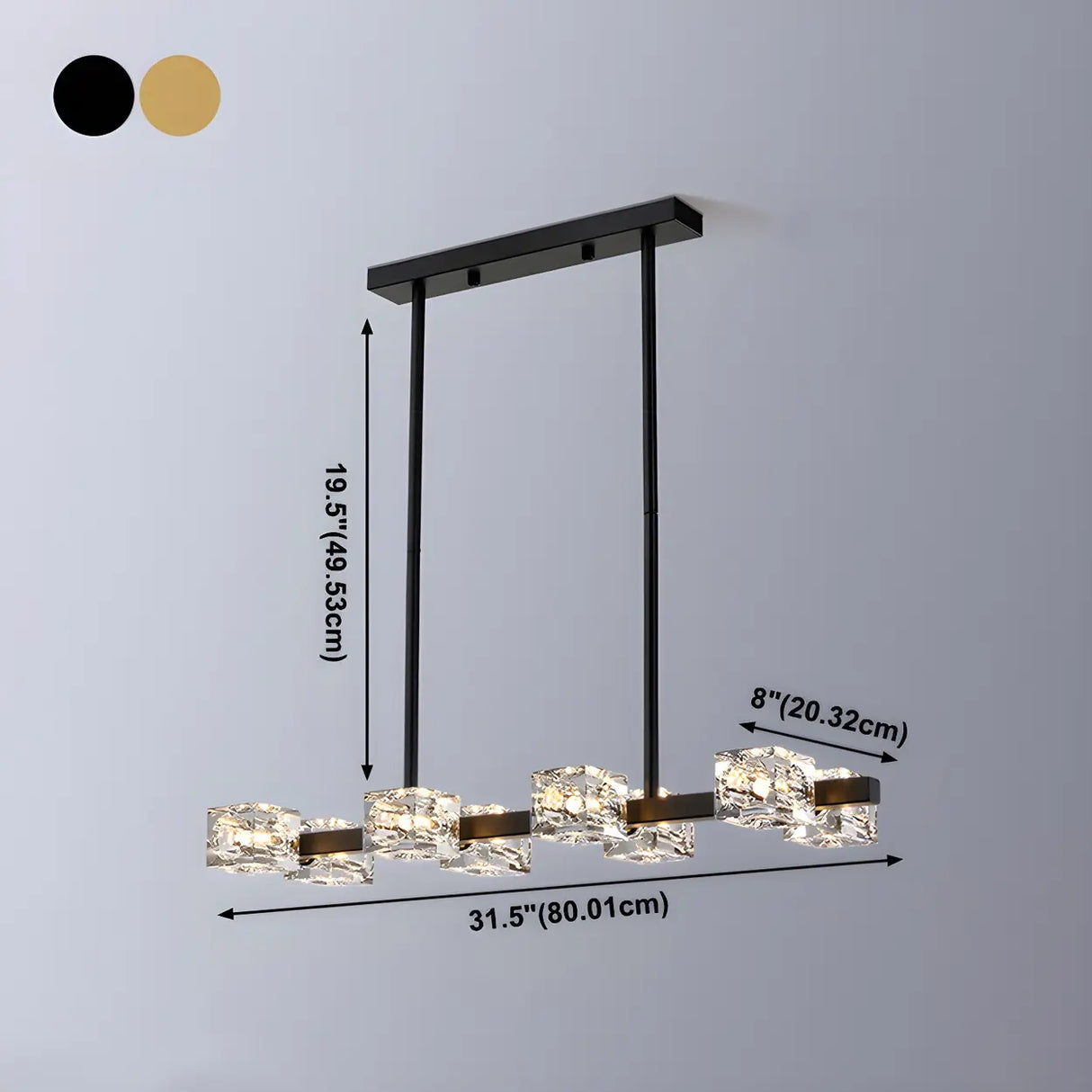 Modern Gold Crystal Linear Chandelier for Dining Room