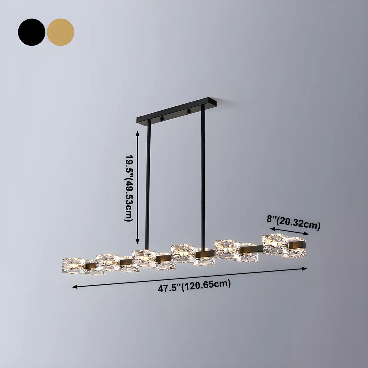 Modern Gold Crystal Linear Chandelier for Dining Room Image - 21