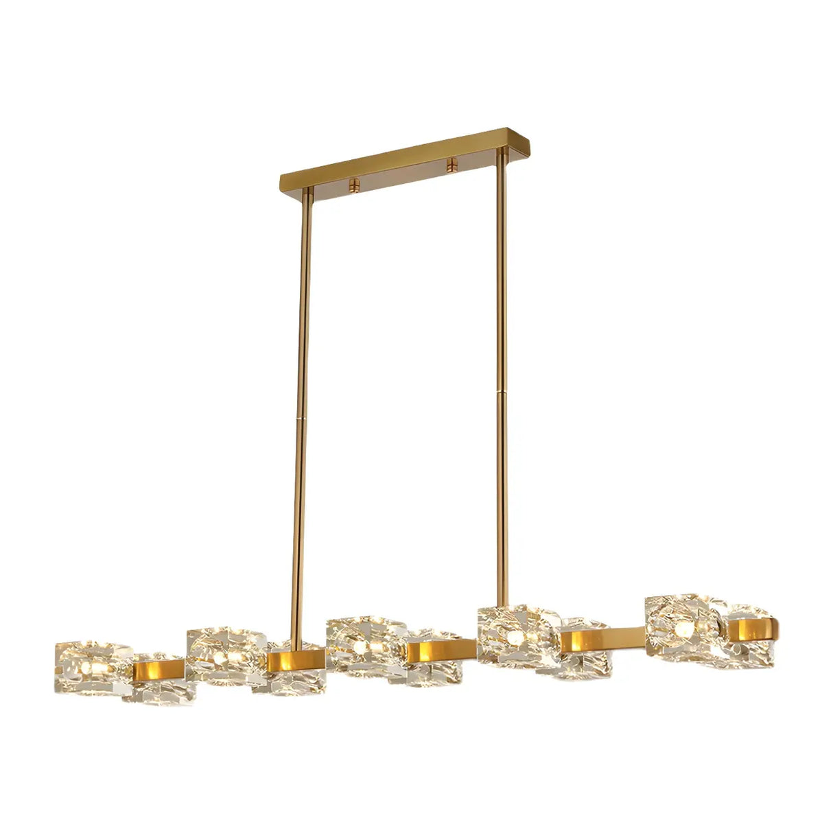 Modern Gold Crystal Linear Chandelier for Dining Room Image - 8