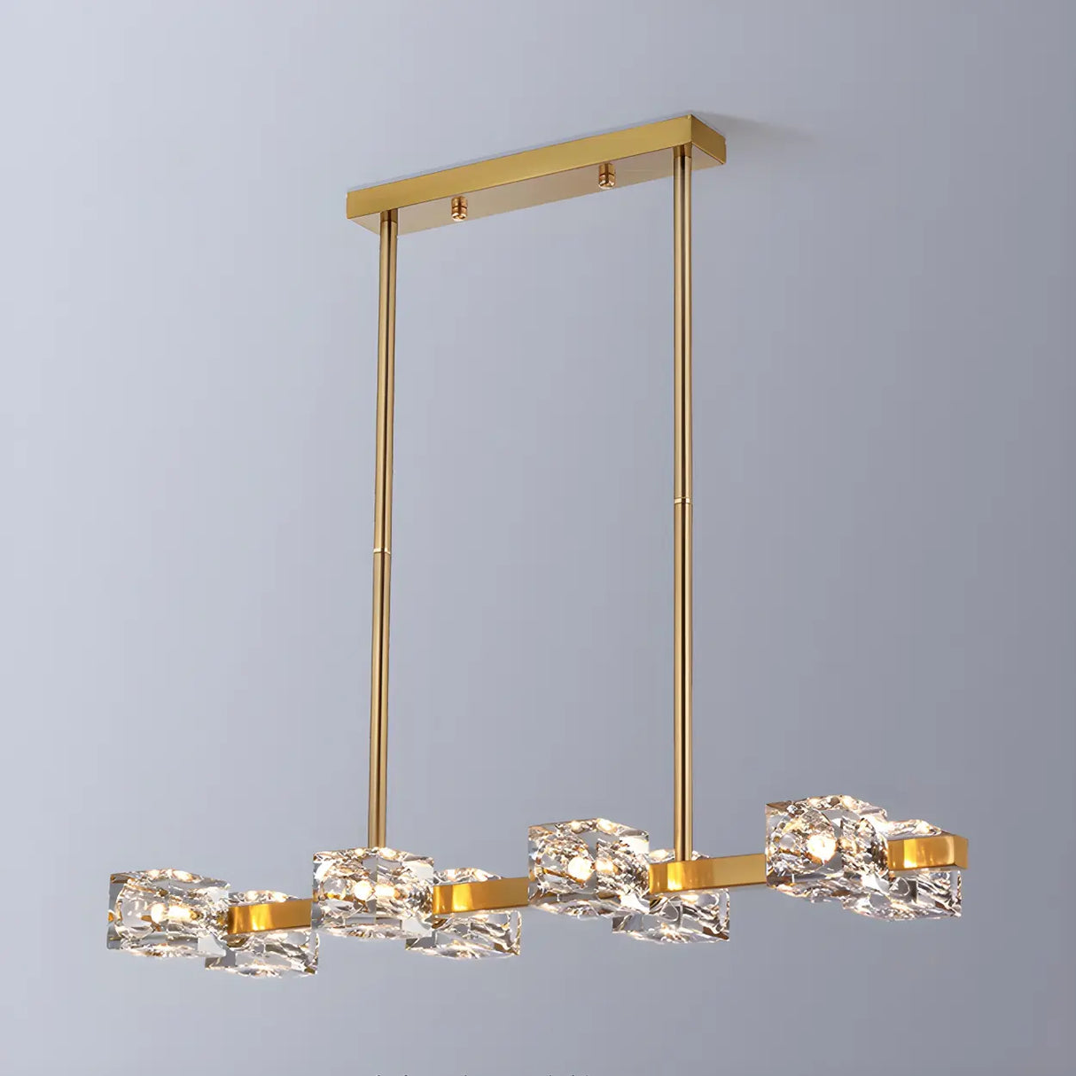 Modern Gold Crystal Linear Chandelier for Dining Room Image - 9