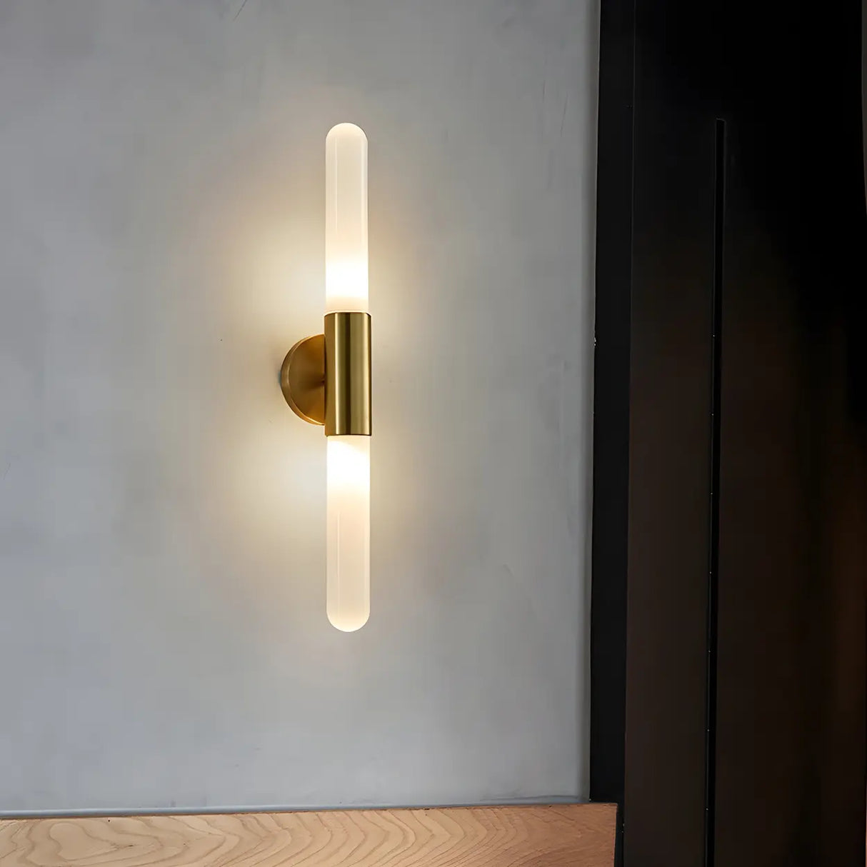 Modern Gold Cylindrical Up Down Glass Wall Sconce Image - 15