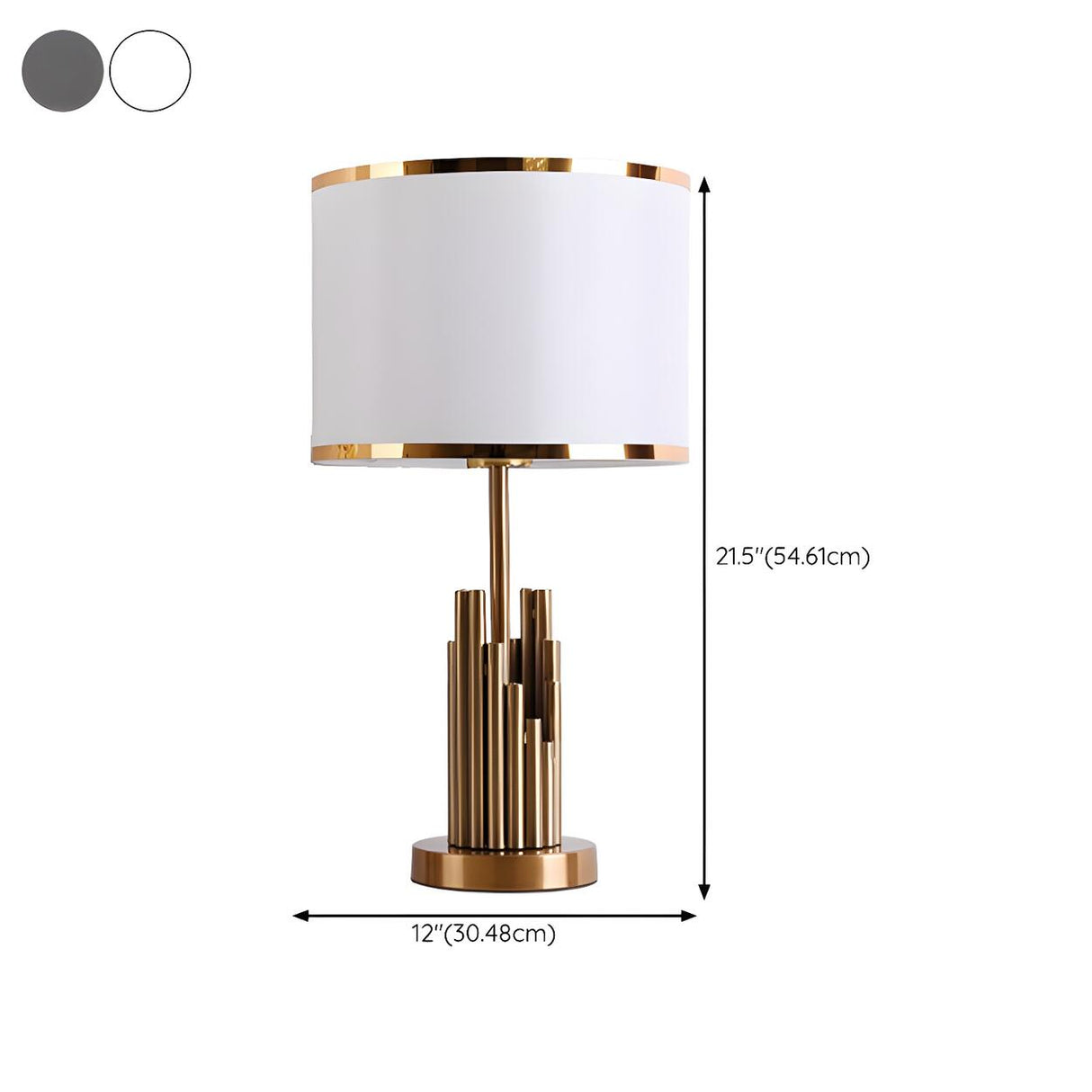 Modern Gold Drum Fabric Shade Metal Bedside Table Lamp