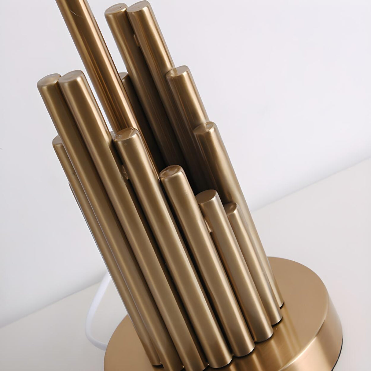 Modern Gold Drum Fabric Shade Metal Bedside Table Lamp Image - 9
