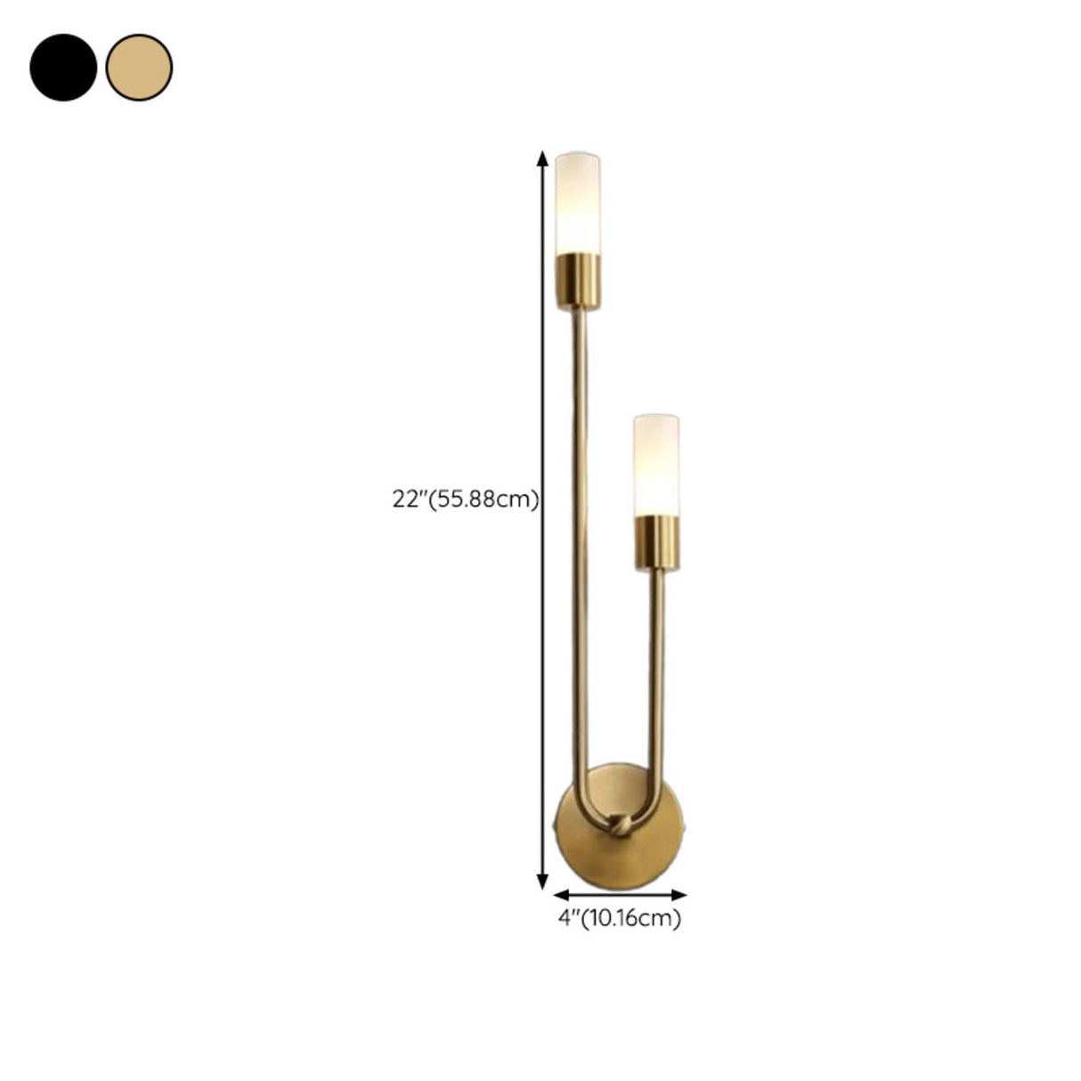 Modern Gold Dual Cylindrical LED Wall Sconce Light