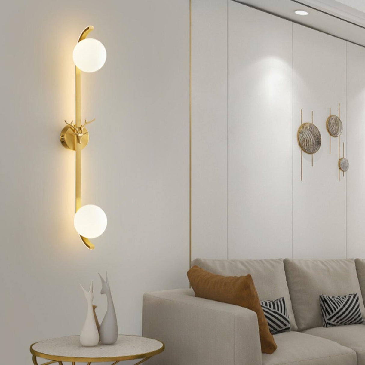 Modern Gold Dual Globe Lights Wall Sconce Image - 3