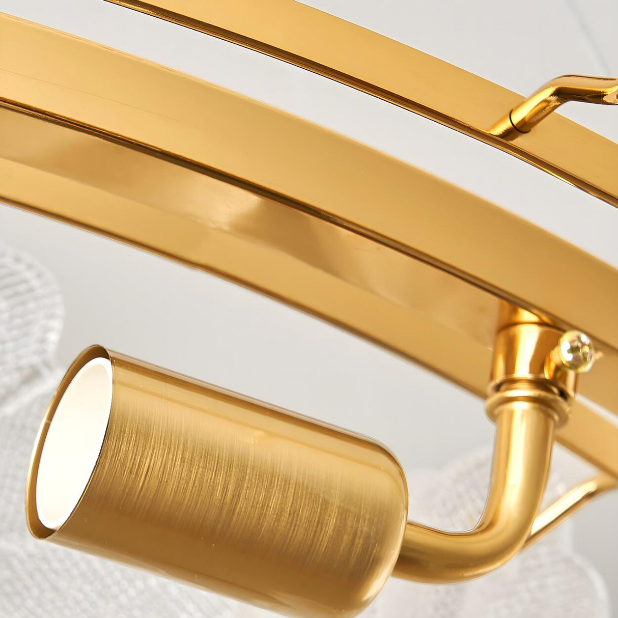 Modern Gold Floral Clear Glass Round Chandelier Image - 11