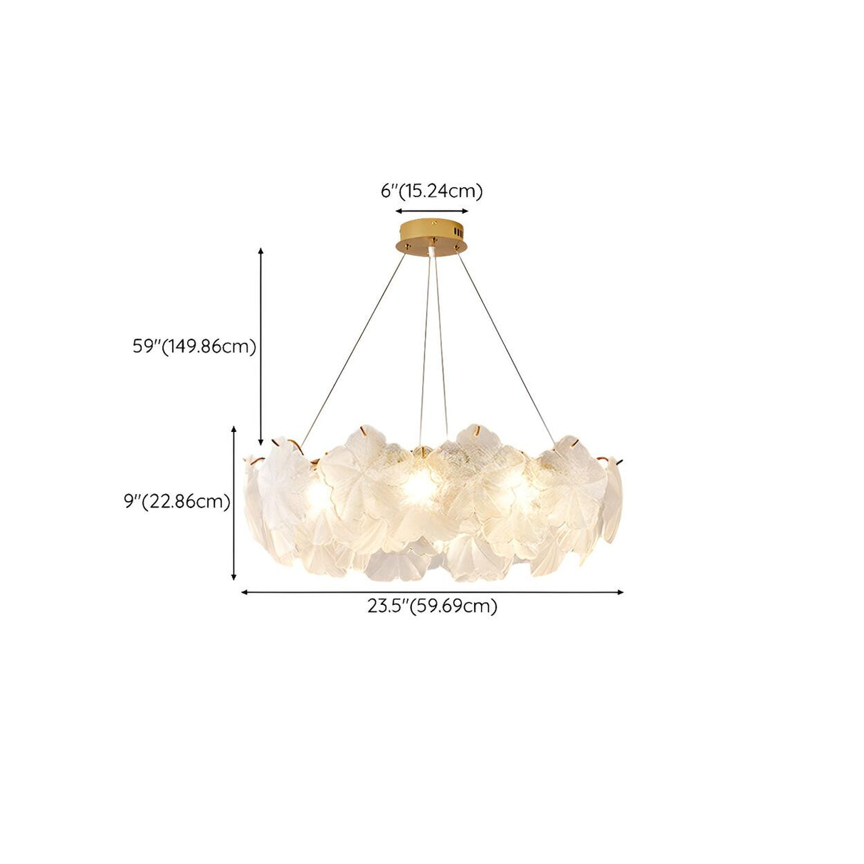 Modern Gold Floral Clear Glass Round Chandelier Image - 16