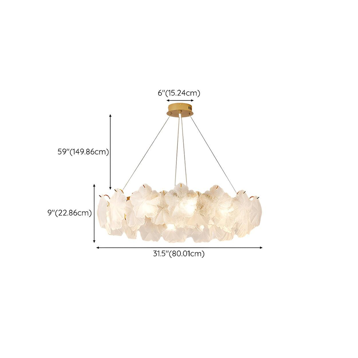 Modern Gold Floral Clear Glass Round Chandelier Image - 17