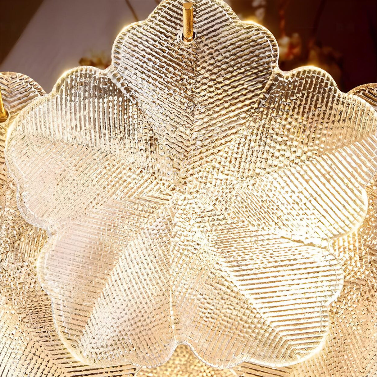 Modern Gold Flower Glass Petals Pendant Chandelier Image - 10