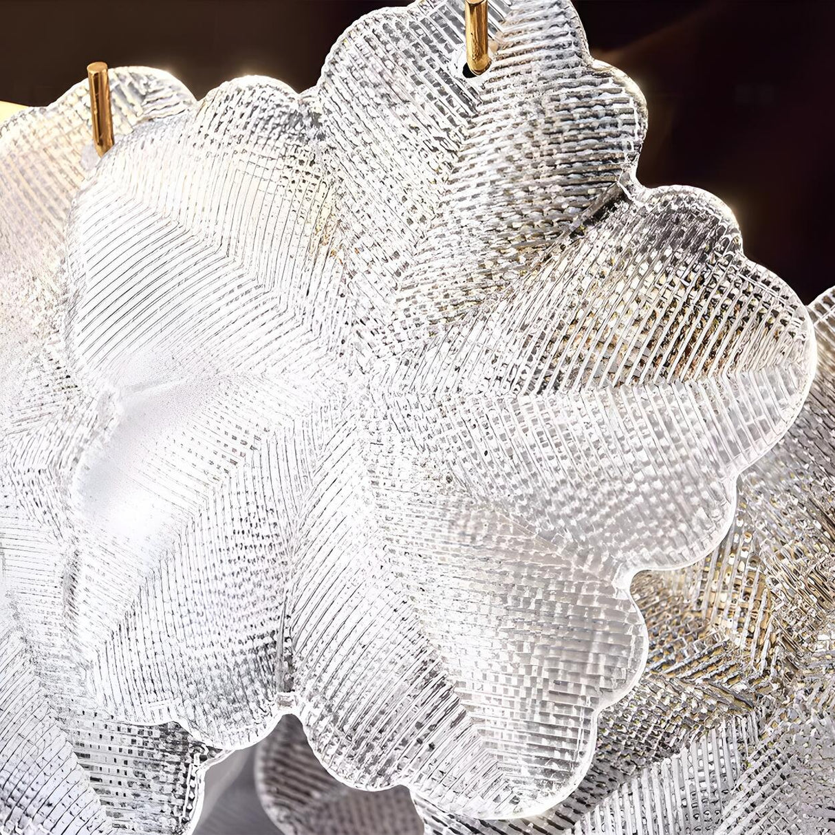 Modern Gold Flower Glass Petals Pendant Chandelier Image - 11