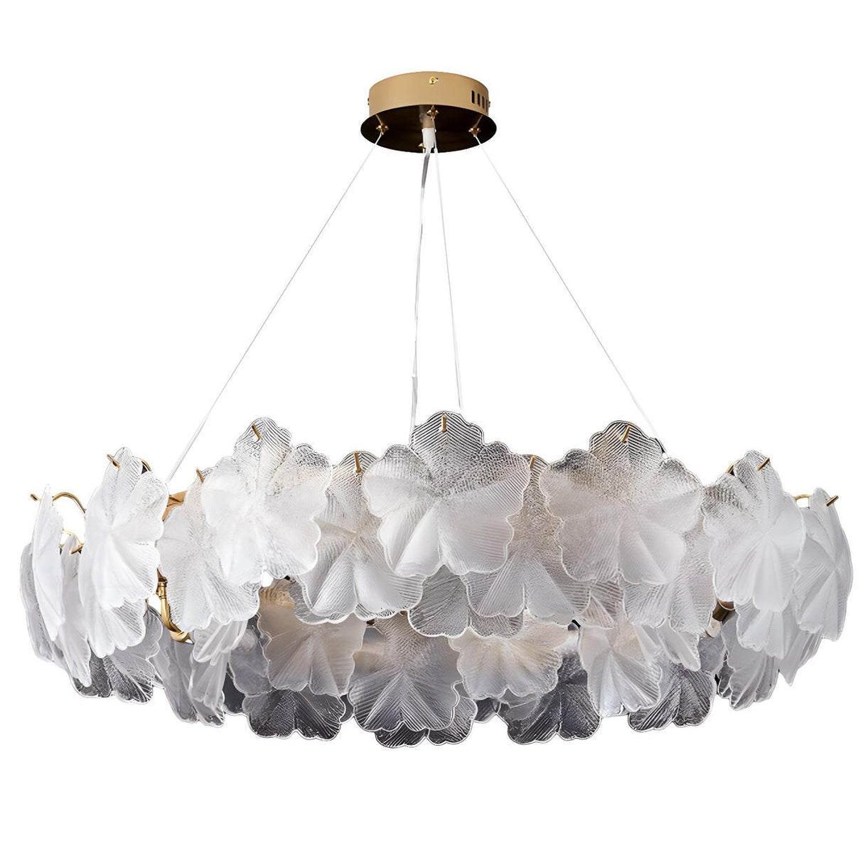 Modern Gold Flower Glass Petals Pendant Chandelier Image - 8