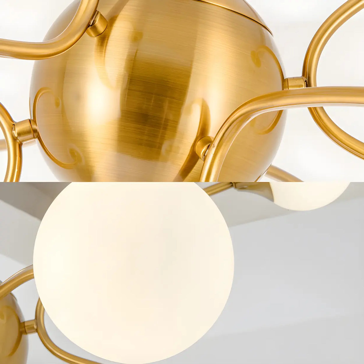 Modern Gold Frosted Glass Globe Sputnik Branching Chandelier Image - 5