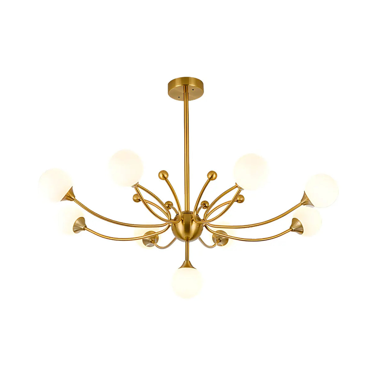 Modern Gold Frosted Glass Globe Sputnik Branching Chandelier Image - 7