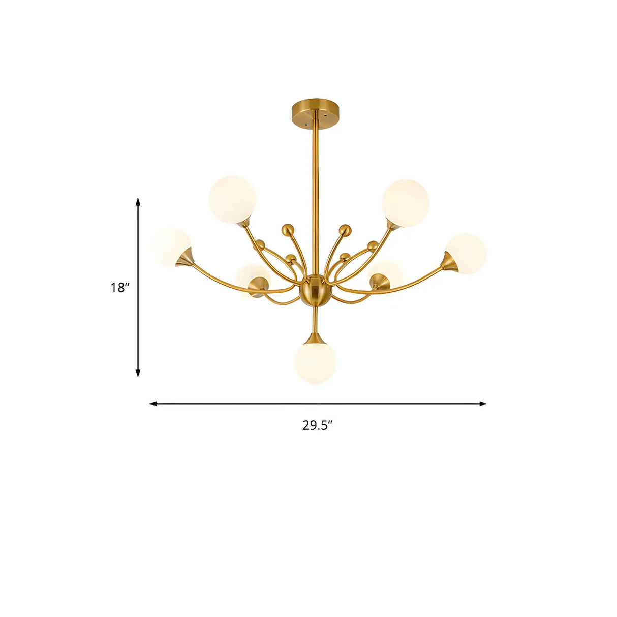 Modern Gold Frosted Glass Globe Sputnik Branching Chandelier