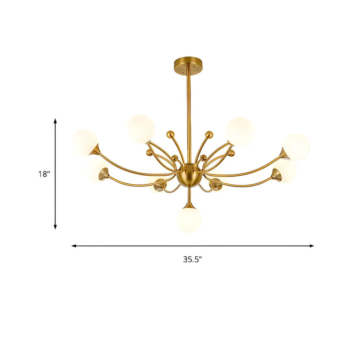 Modern Gold Frosted Glass Globe Sputnik Branching Chandelier Image - 9