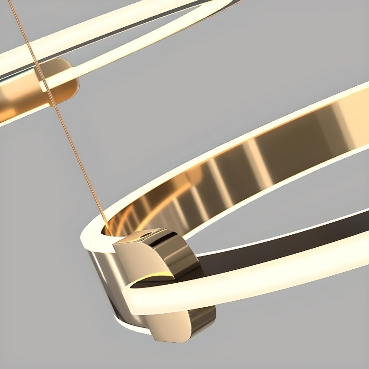 Modern Gold LED Ring Chandelier Adjustable Height Image - 14