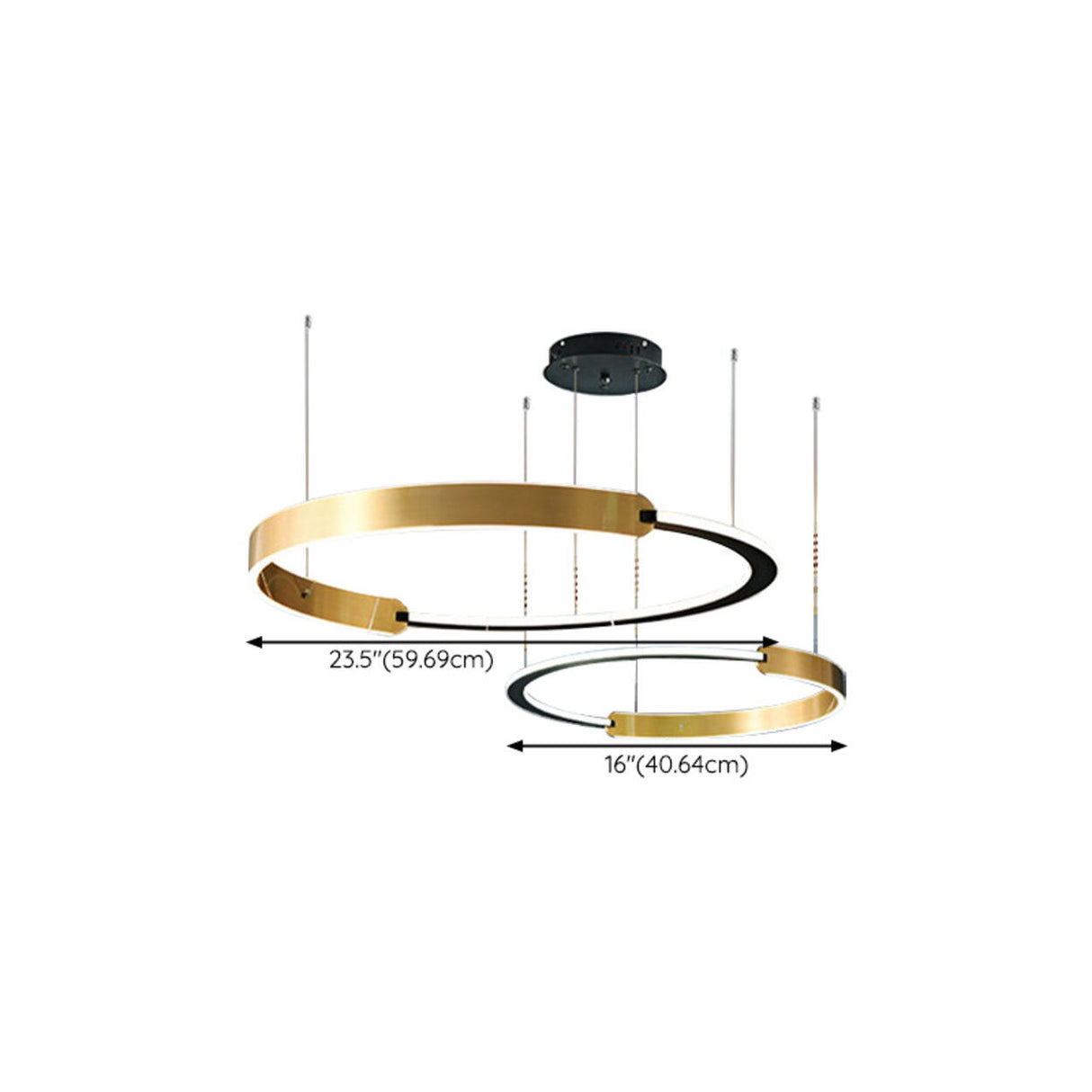 Modern Gold LED Ring Chandelier Adjustable Height Image - 19