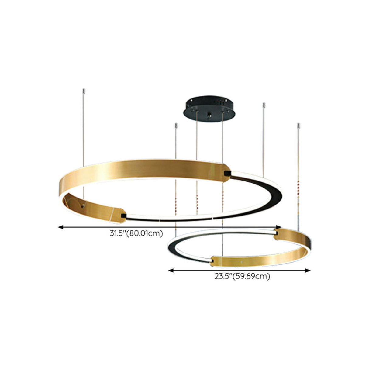 Modern Gold LED Ring Chandelier Adjustable Height Image - 20