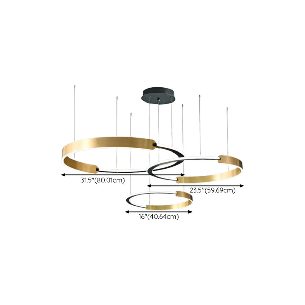 Modern Gold LED Ring Chandelier Adjustable Height Image - 21