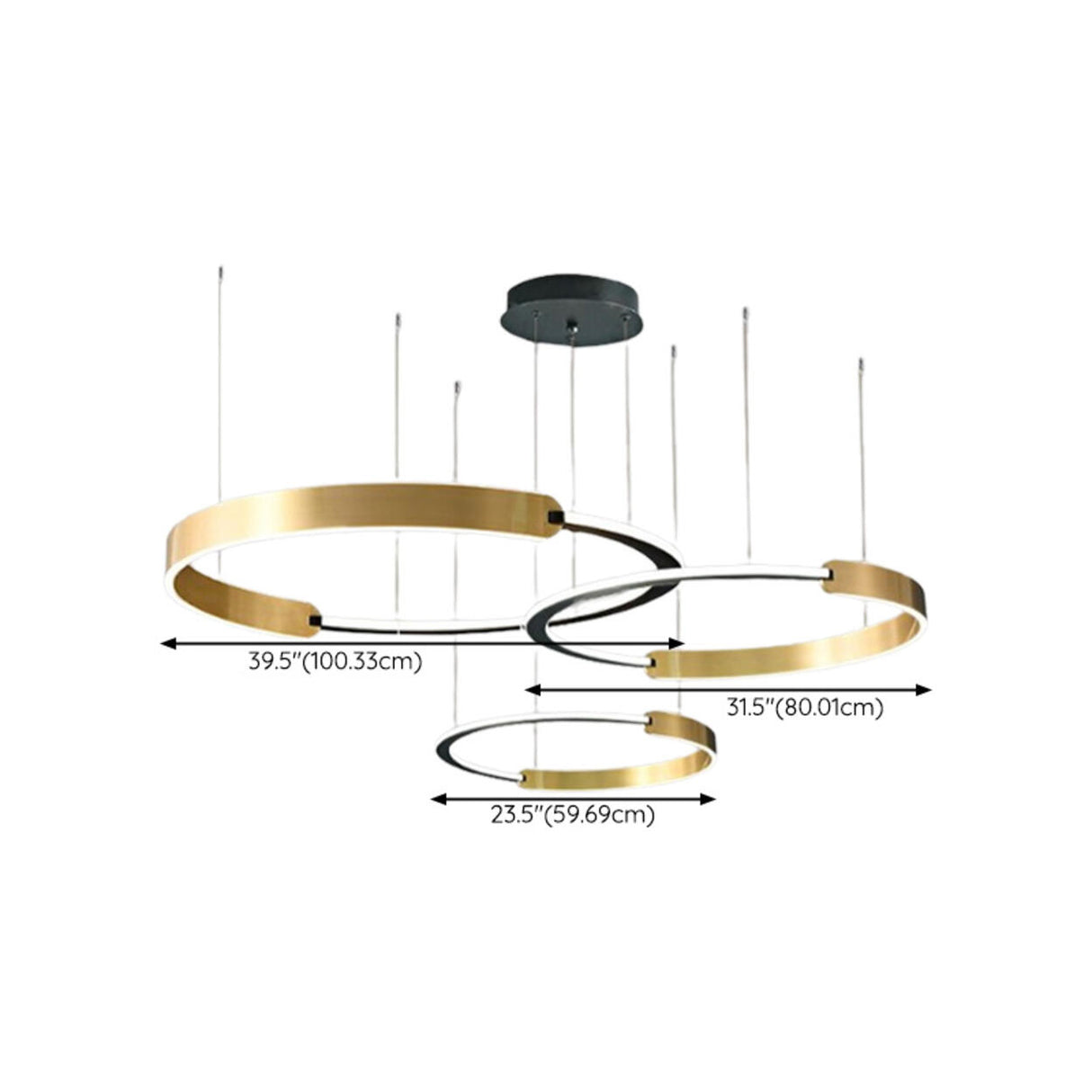 Modern Gold LED Ring Chandelier Adjustable Height Image - 22