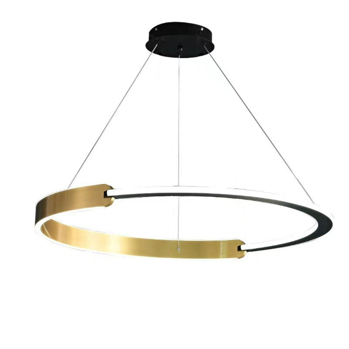Modern Gold LED Ring Chandelier Adjustable Height Image - 5