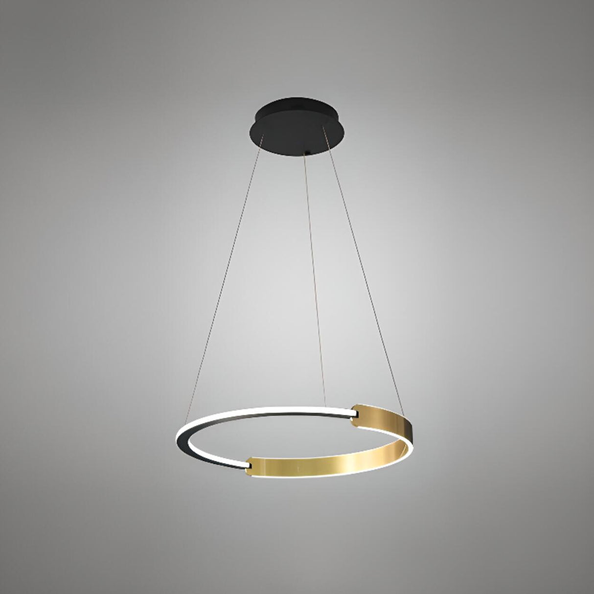 Modern Gold LED Ring Chandelier Adjustable Height Image - 6