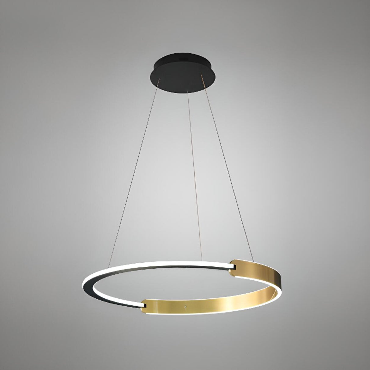 Modern Gold LED Ring Chandelier Adjustable Height Image - 7