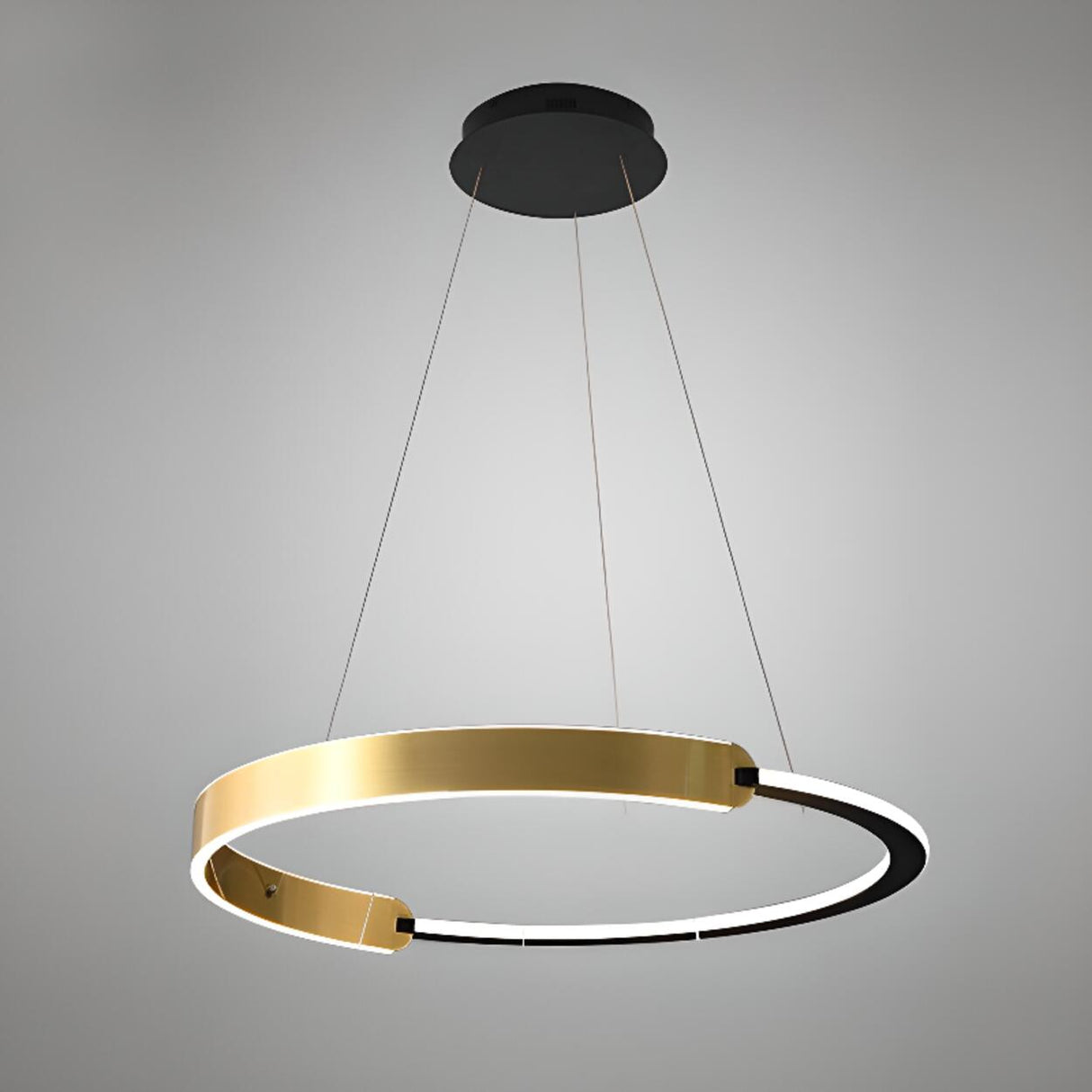 Modern Gold LED Ring Chandelier Adjustable Height Image - 8